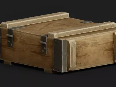 Military Wooden Ammo Box Low-poly 3D model