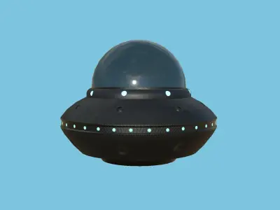 Cartoon UFO A5 - SciFi Flying Saucer - Black Carbon Low-poly 3D model