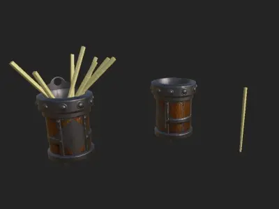 old-fashioned table furnitures and bowl PBR 4K GameReady Low-poly 3D model
