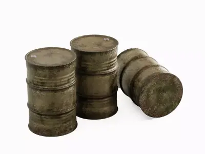 Used Steel Barrel 01 3D model