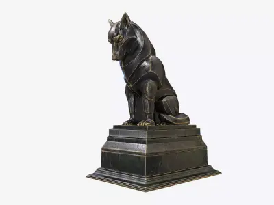 Wolf  Sculpture Low-poly 3D model