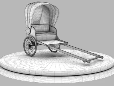 Indian old rickshaw Low-poly 3D model