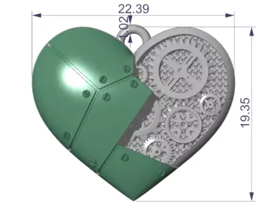 heart pendant with mechanism Steampunk 3D print model