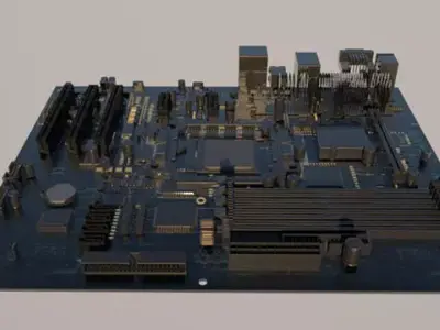 Motherbroad computer motherboard 3D model