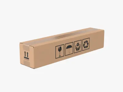 Cardboard Box 50x10x10 Closed 3D model