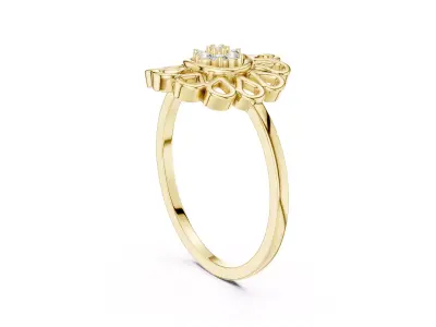 Jewelry Vintage Floral Diamond Halo Filigree Ring 3D print model