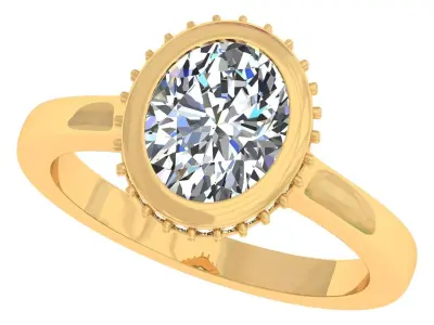 Oval Bezel Head Engagement Ring 3D print model purchase