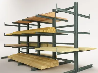 Steel Rack Storage System  01 Low-poly 3D model