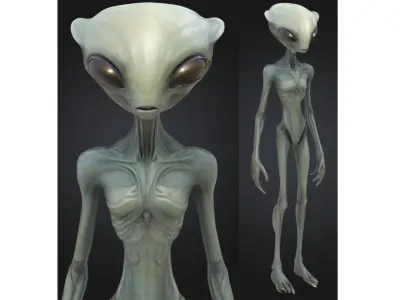 Alien Realistic Extraterrestrial Low-poly 3D model
