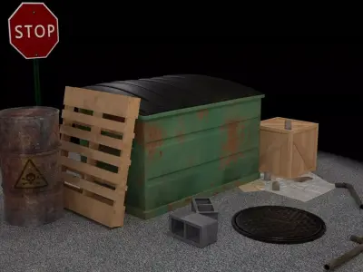 Horror Alley Industrial Game Asset Pack 3D model