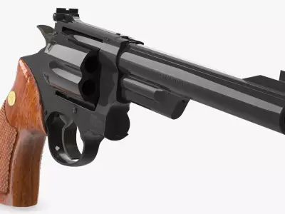Black Revolver Pistol 3D model