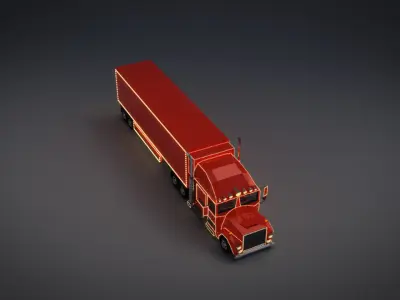 Low Poly Cartoon Christmas Truck Low-poly 3D model