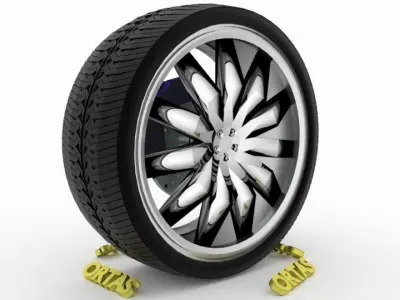 ORTAS CAR WHEEL RIM 85 GAME READY WHEEL RIM TIRE 3D model