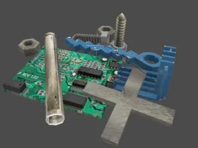 Metal junk parts Low-poly 3D model