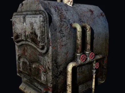 Boiler Furnace - PBR - Old Textured Low-poly 3D model