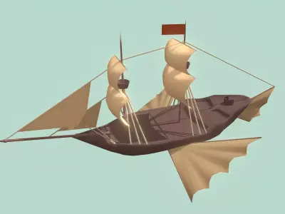 Airship pirate ship Low-poly 3D model