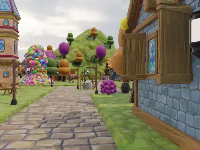 Whimsical Village Scene 3D model