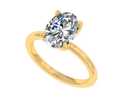 Oval Stone Tulip Engagement Ring 3D print model purchase
