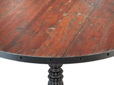 French Soda Fountain Distressed Wood Kitchen Table 3D model