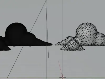 low poly cloud model in sky Low-poly 3D model