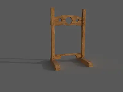 pillory wooden stand with hole in middle Low-poly 3D model