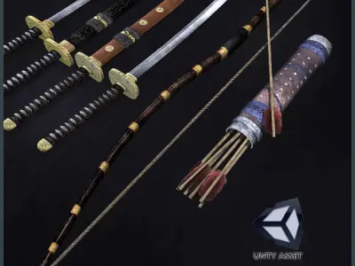 Samurai Weapons Low-poly 3D model