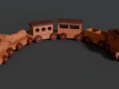 Wooden Christmas Train 3D model