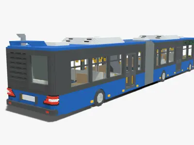 Voxel Articulated Bus Low-poly 3D model
