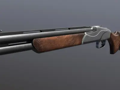 Shotgun Low-poly 3D model 2