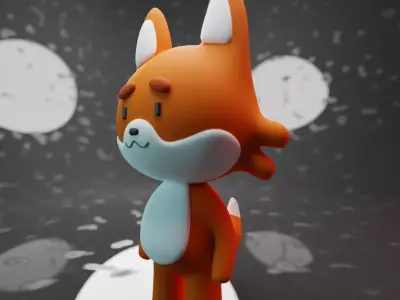 Cute Fox 3D model Low-poly 3D model