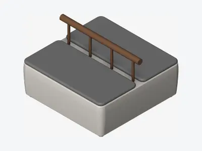 Seat - Bench - Simplicity - 4 Seat Low-poly 3D model
