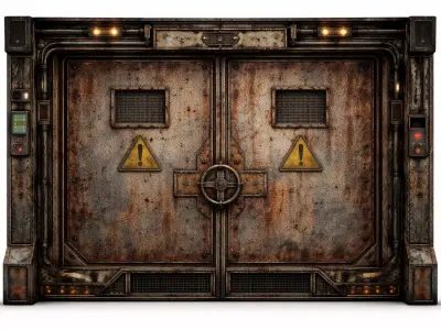 Sci-Fi Rusted Industrial Vault Door - PBR Low Poly Game Ready Low-poly 3D model