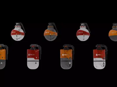 Sci-Fi Grenade Pack - 8 PBR Game Ready Asset Pack Low-poly 3D model