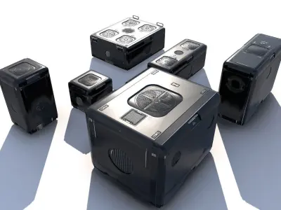 Sci Fi black cargo crates Low-poly 3D model