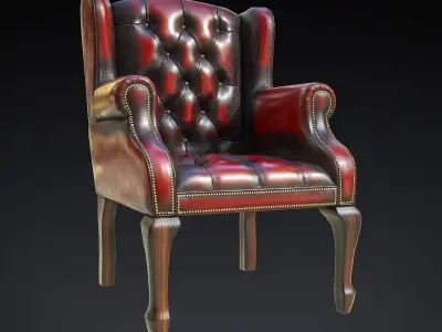 Antique gothic chairs Low-poly 3D model