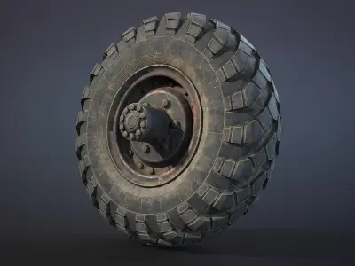 Truck Wheel 02 GAZ-66 Low-poly 3D model