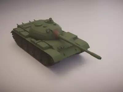 Simple T-55A Tank Low-poly 3D model