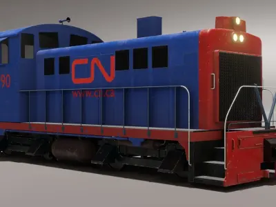 Diesel locomotive 3D model  Low-poly 3D model