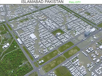 Islamabad Pakistan 50km Low-poly 3D model