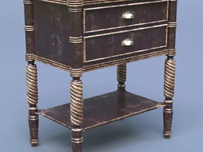 Nightstand bedside table with two drawers Low-poly 3D model