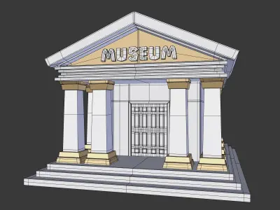Cartoon Iconic Museum - Theater Low-poly 3D model