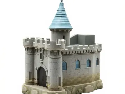 Underwater Castle Turret Stone model pack Low-poly 3D model