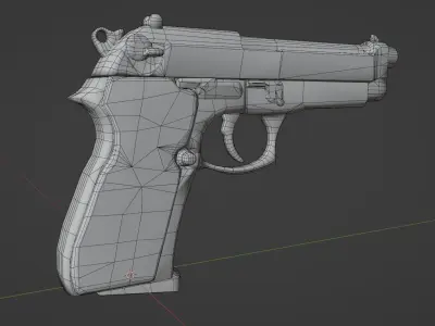 Pistol silver gun Free 3D model