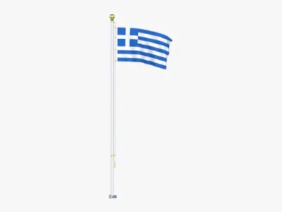 GreeceFlagStandPoleAnimated 3D model