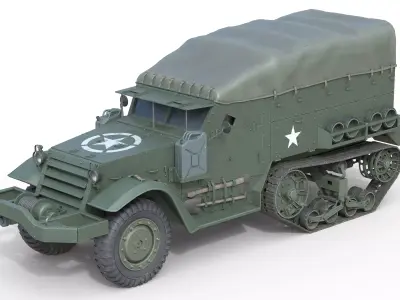 M5 Half Track Carrier   Low-poly 3D model