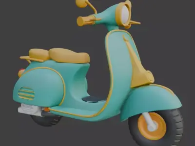 Vintage Retro Scooter 3D Model 3D model shop