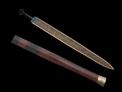 Ancient Chinese Sword Free low-poly 3D model