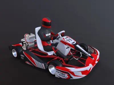 4LowPolyKartsWithPlayerPack 2 go kart Low-poly 3D model
