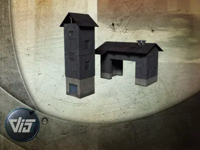 Old sawmill props Low-poly 3D model