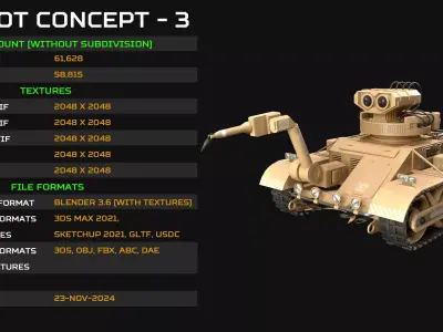 Robot Concept-3-Desert-Clean Low-poly 3D model